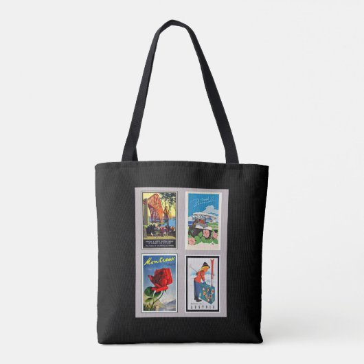 Vintage Travel Posters Collage Tasche (Rückseite)