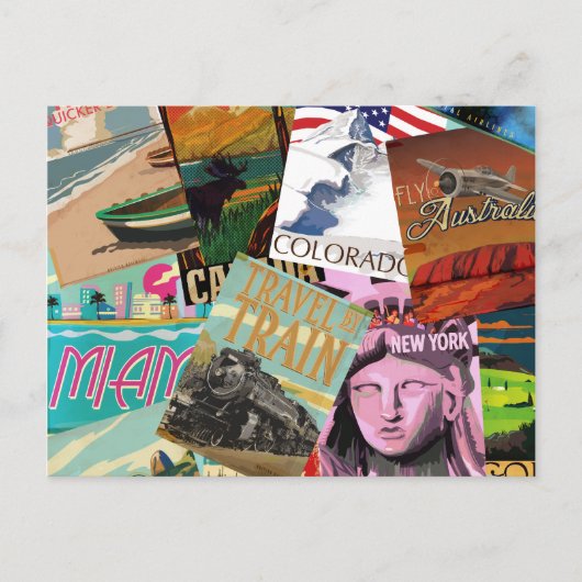 Vintage Travel Posters Postkarte (Vorderseite)