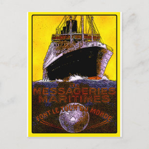 Vintage Travel Posters: World Tour Ocean Liner Postkarte