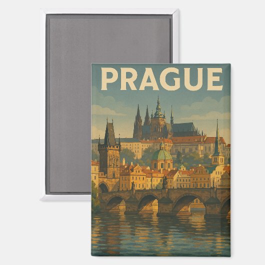 Vintage Travel Prag Tschechien Magnet (Vorderseite/Rückseite)