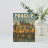 Vintage Travel Prag Tschechien Postkarte (Stehend Vorderseite)