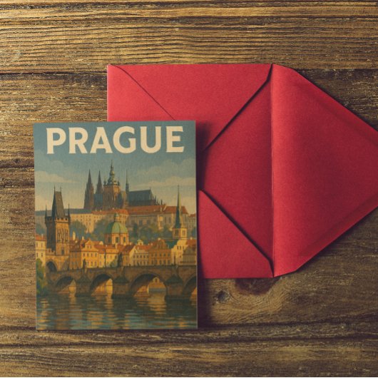 Vintage Travel Prag Tschechien Postkarte