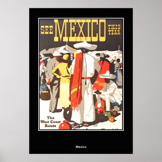 Vintage Travel Print Poster Mexiko (Vorne)