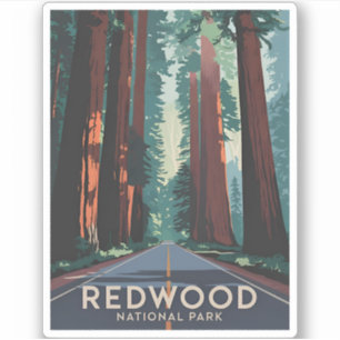Vintage Travel Redwood Nationalpark Retro Landscha Aufkleber