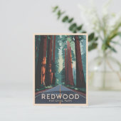 Vintage Travel Redwood Nationalpark Retro Landscha Postkarte (Stehend Vorderseite)
