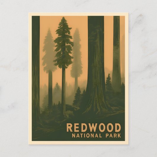 Vintage Travel Redwood Nationalpark Retro Landscha Postkarte (Vorderseite)