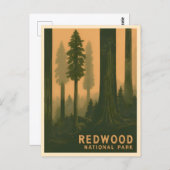 Vintage Travel Redwood Nationalpark Retro Landscha Postkarte (Vorne/Hinten)