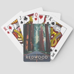 Vintage Travel Redwood Nationalpark Retro Landscha Spielkarten