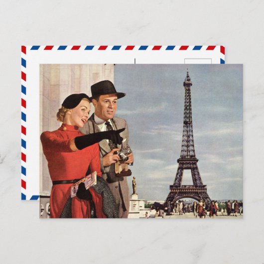 Vintage Travel - Retro Paris - Eiffelturm Postkarte (Vorne/Hinten)
