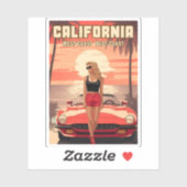Vintage Travel Retrowave 80er California Sunset Aufkleber (Blatt)