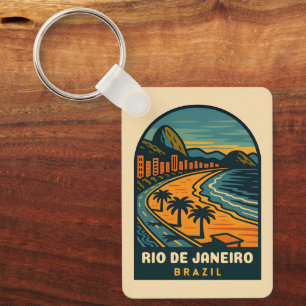 Vintage Travel Rio de Janeiro Copacabana Strand Schlüsselanhänger