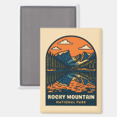 Vintage Travel Rocky Mountain Nationalpark Retro Magnet (Vorderseite/Rückseite)