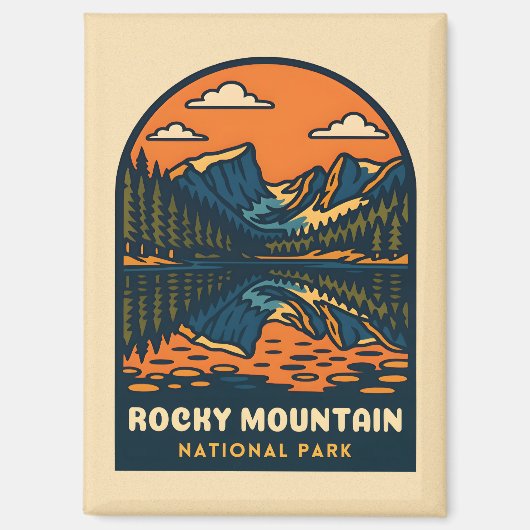 Vintage Travel Rocky Mountain Nationalpark Retro Magnet (Vorderseite)