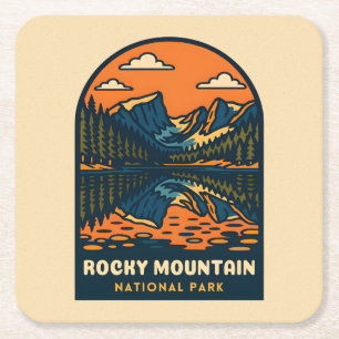 Vintage Travel Rocky Mountain Nationalpark Retro Rechteckiger Pappuntersetzer