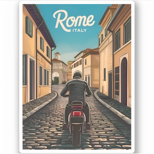 Vintage Travel Rome Italien Retro Graphic Aufkleber (Vorderseite)