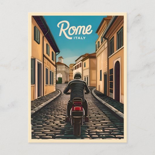 Vintage Travel Rome Italien Retro Graphic Postkarte (Vorderseite)