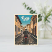 Vintage Travel Rome Italien Retro Graphic Postkarte (Stehend Vorderseite)