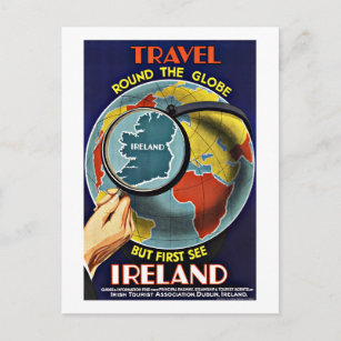 Vintage Travel Round the Globe See Irland Postkarte