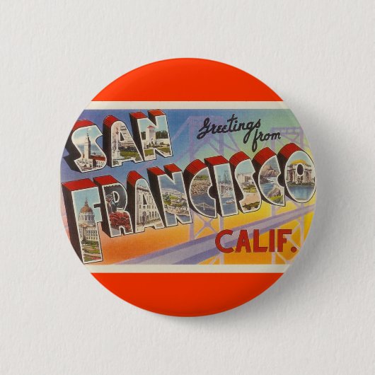 Vintage Travel San Francisco Button (Vorderseite)