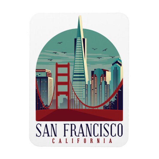 Vintage Travel San Francisco Cityscape Magnet (Vertikal)
