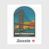 Vintage Travel San Francisco Golden Gate Bridge Aufkleber (Blatt)