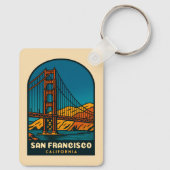 Vintage Travel San Francisco Golden Gate Bridge Schlüsselanhänger (Rückseite)