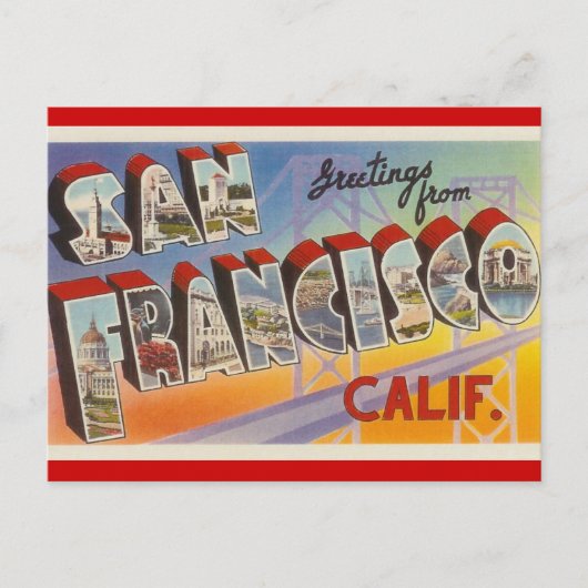 Vintage Travel San Francisco Postkarte (Vorderseite)