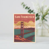 Vintage Travel San Francisco Postkarte (Stehend Vorderseite)