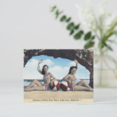 Vintage Travel - Santa Cruz  Postkarte (Stehend Vorderseite)