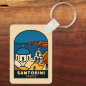Vintage Travel Santorini Greece Retro Seaside Schlüsselanhänger (Rückseite)