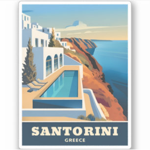 Vintage Travel Santorini Griechenland Küstenlandsc Aufkleber