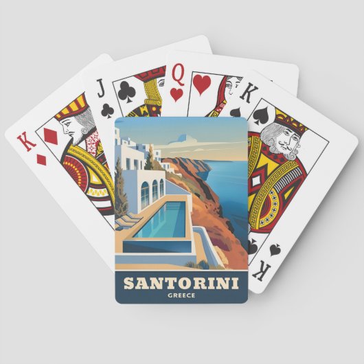 Vintage Travel Santorini Griechenland Küstenlandsc Spielkarten (Rückseite)