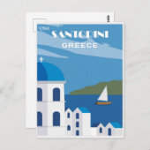 Vintage Travel Santorini Griechenland Postkarte (Vorne/Hinten)