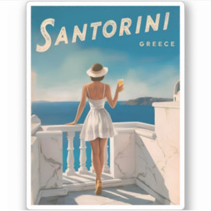 Vintage Travel Santorini Griechenland Retro Landsc Aufkleber