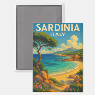 Vintage Travel Sardinia Italien Magnet