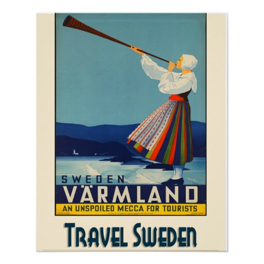 Vintage Travel Schweden Glossy Poster (Vorderseite)