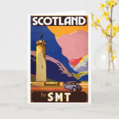 Vintage travel Scotland greeting card Karte (Gelbe Blume)