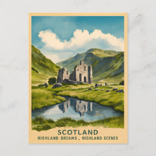 Vintage Travel Scotland Highlands Retro Landschaft Postkarte