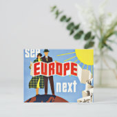 Vintage Travel See Europe Postkarte (Stehend Vorderseite)