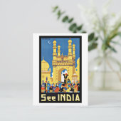 Vintage Travel See India Aisa Postkarte (Stehend Vorderseite)