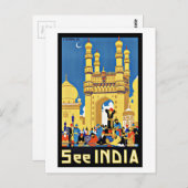 Vintage Travel See India Aisa Postkarte (Vorne/Hinten)
