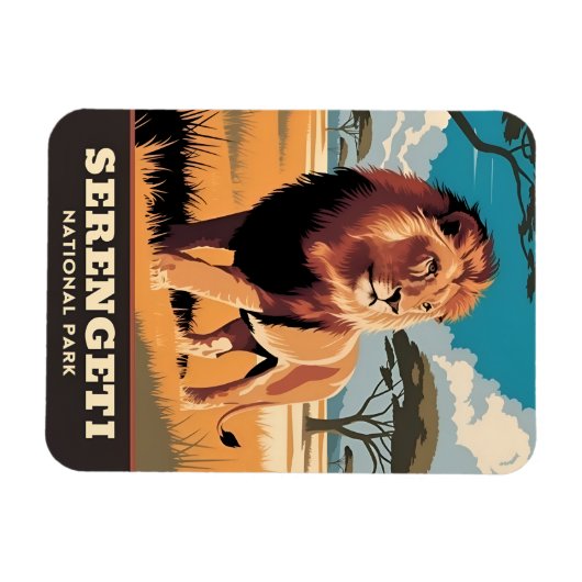 Vintage Travel Serengeti Nationalpark Tansania Magnet (Horizontal)