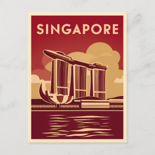 Vintage Travel Singapur City Retro Landschaftlich Postkarte