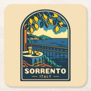 Vintage Travel Sorrento Italien Küstenstreifen Lan Rechteckiger Pappuntersetzer