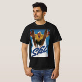 Vintage Travel, Sportskifahren im Winterschnee T-Shirt (Vorne ganz)