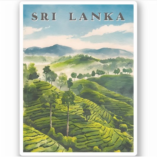 Vintage Travel Sri Lanka Ceylon Tea Plantation Aufkleber (Vorderseite)