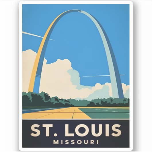Vintage Travel St Louis Missouri Gateway Arch Aufkleber (Vorderseite)