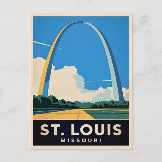Vintage Travel St Louis Missouri Gateway Arch Postkarte (Vorderseite)