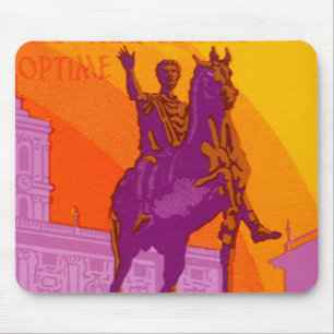 Vintage Travel, Statue Le Grand Hotel Roma, Italie Mousepad