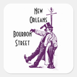 Vintage Travel Stickers Bourbon Street New Orleans